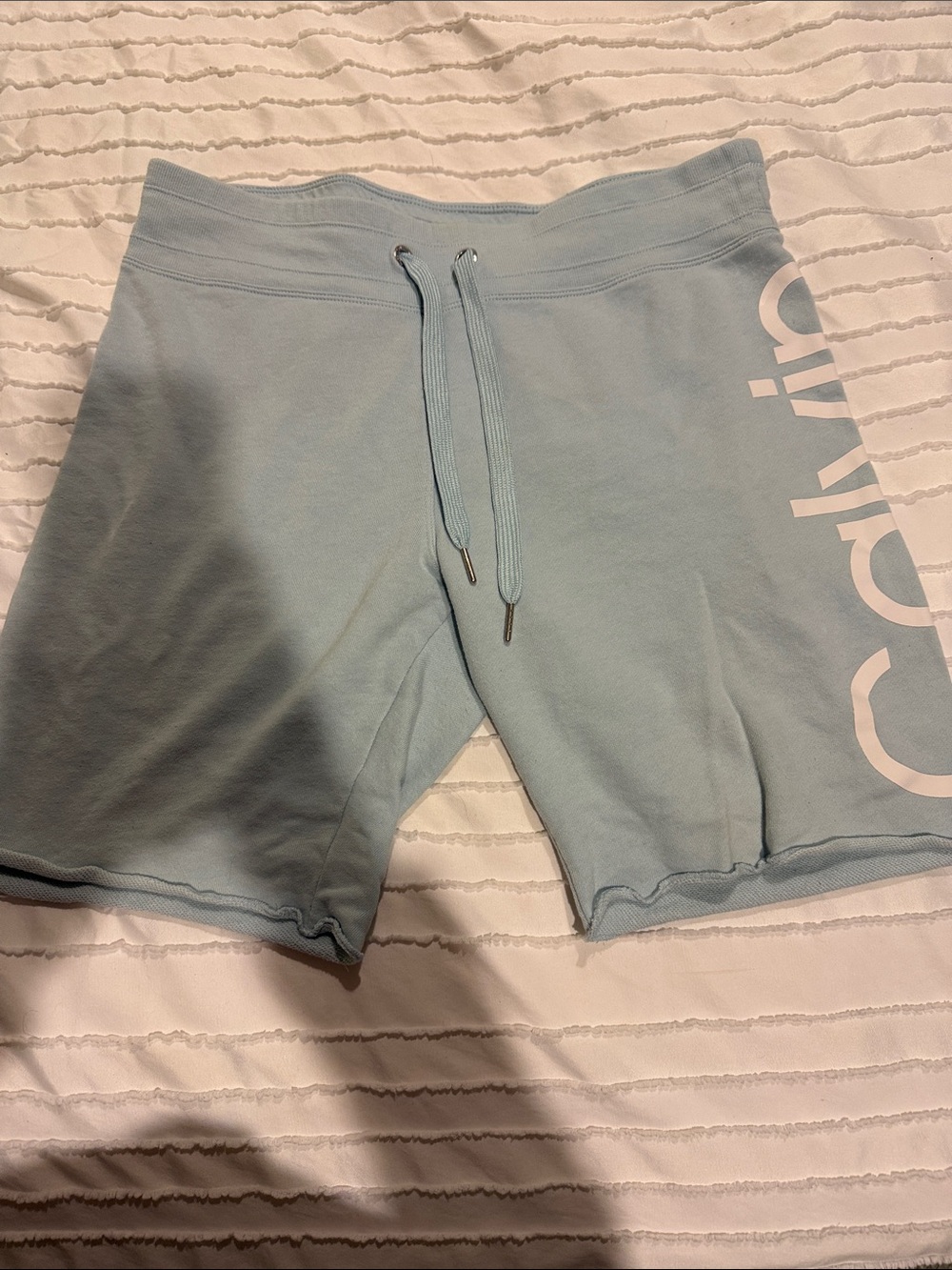 Light Blue Drawstring women’s Shorts with Side Logo